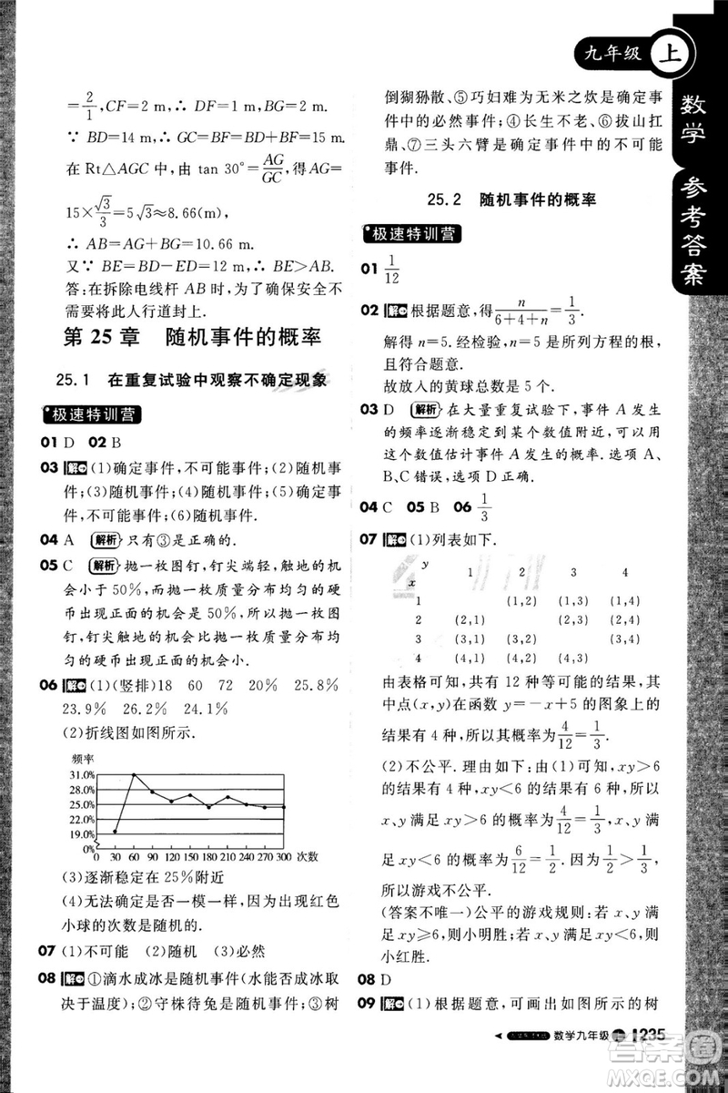 1加1輕巧奪冠課堂直播2018九年級數學上冊華師大版參考答案