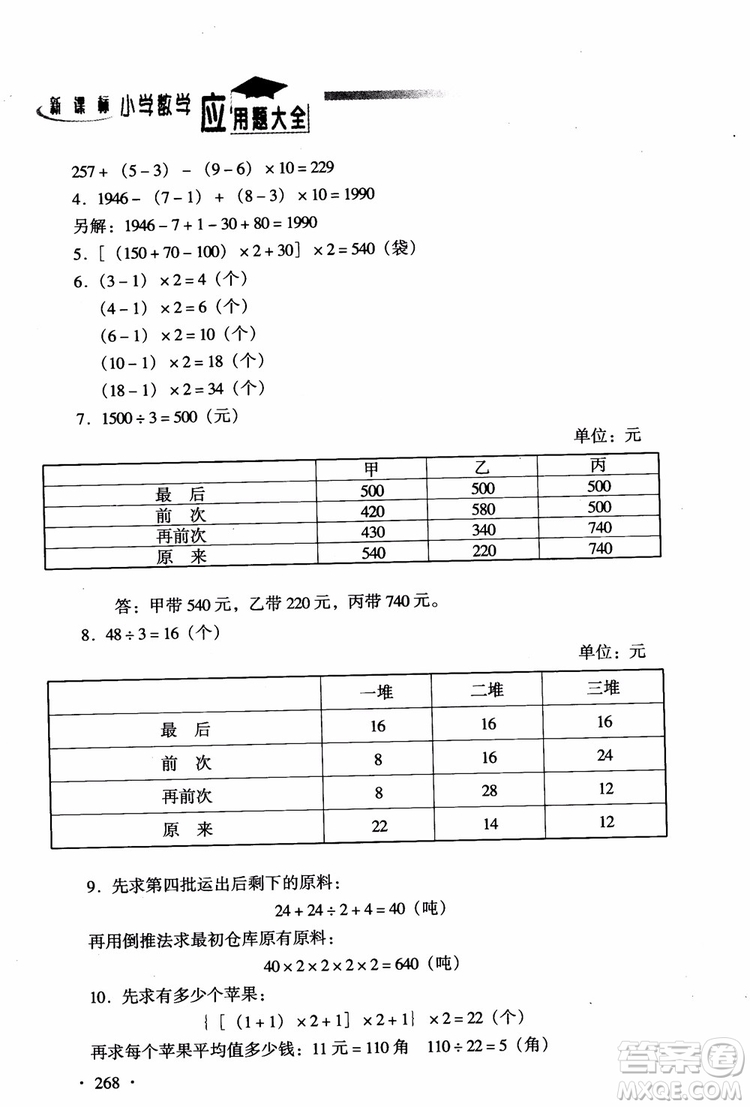 2018新課標(biāo)小學(xué)數(shù)學(xué)應(yīng)用題大全四年級參考答案