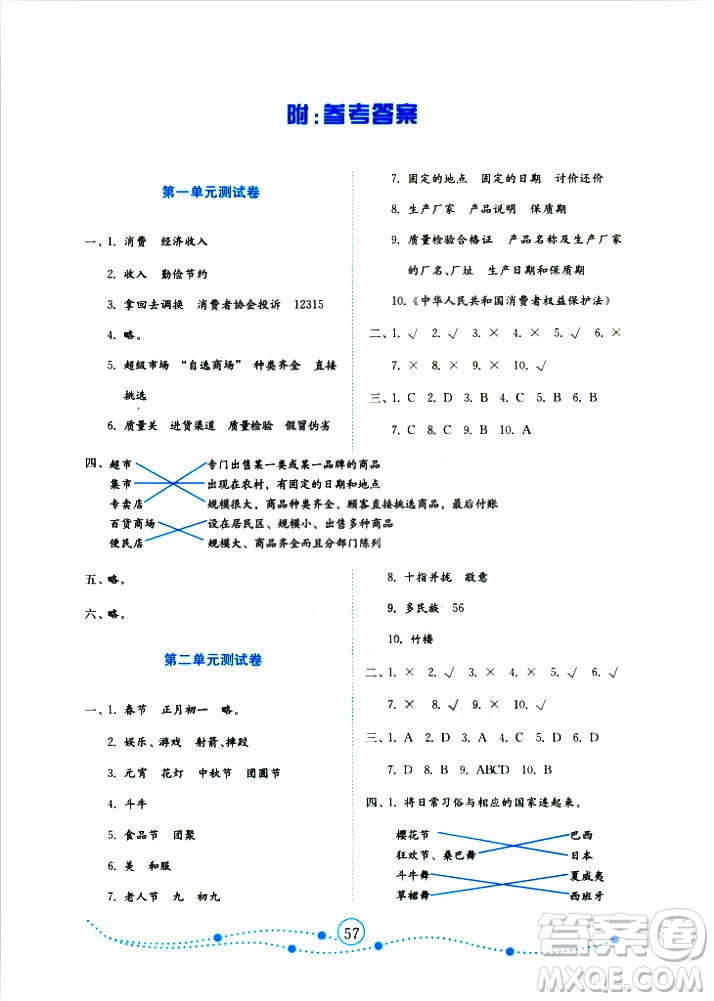 9787532898886金版2018小學(xué)品德與社會試卷金鑰匙魯人版四年級上冊答案