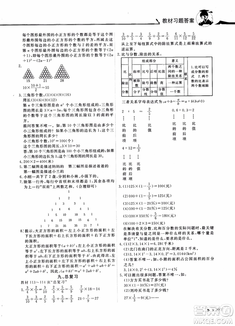 2018年秋黃岡小狀元數(shù)學(xué)詳解六年級(jí)數(shù)學(xué)上R人教版參考答案