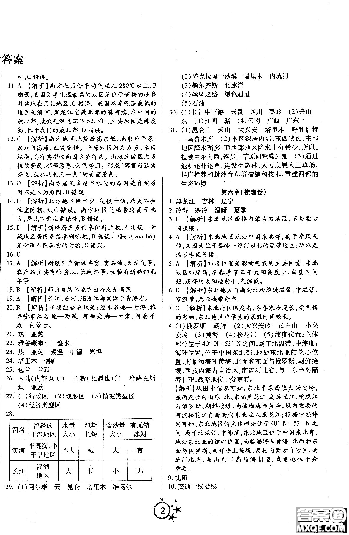 2018秋學(xué)海單元雙測第一卷八年級地理湘教版XJ上冊答案 