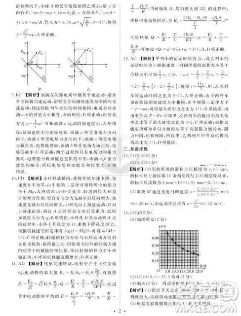 2019衡水高三大聯(lián)考理科綜合參考答案