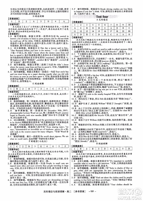 唐人英語(yǔ)2018頂尖訓(xùn)練高二完形填空與閱讀理解160篇參考答案