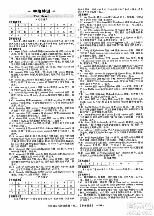 唐人英語(yǔ)2018頂尖訓(xùn)練高二完形填空與閱讀理解160篇參考答案