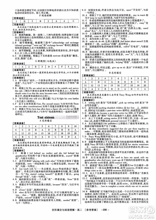 唐人英語(yǔ)2018頂尖訓(xùn)練高二完形填空與閱讀理解160篇參考答案