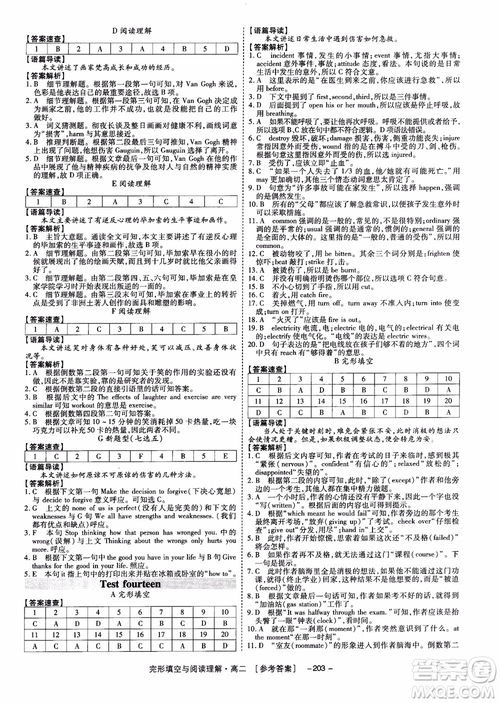 唐人英語(yǔ)2018頂尖訓(xùn)練高二完形填空與閱讀理解160篇參考答案