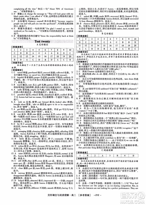 唐人英語(yǔ)2018頂尖訓(xùn)練高二完形填空與閱讀理解160篇參考答案