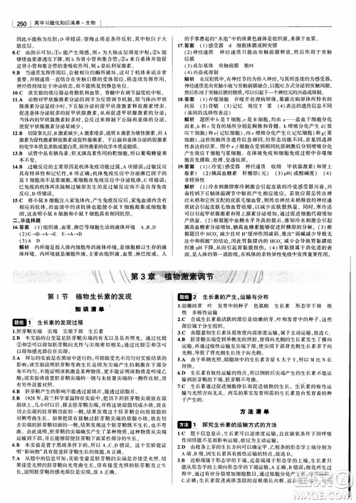 2019版高中習(xí)題化知識(shí)清單生物曲一線第2次修訂參考答案