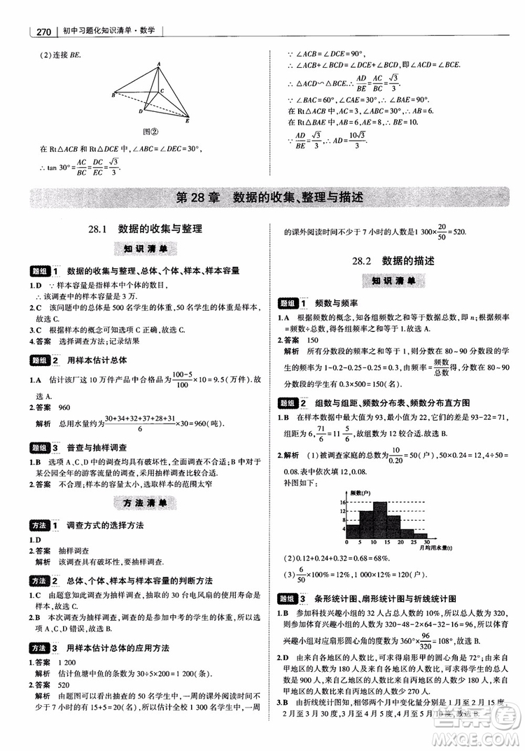 2019版初中習題化知識清單數學曲一線教輔參考答案