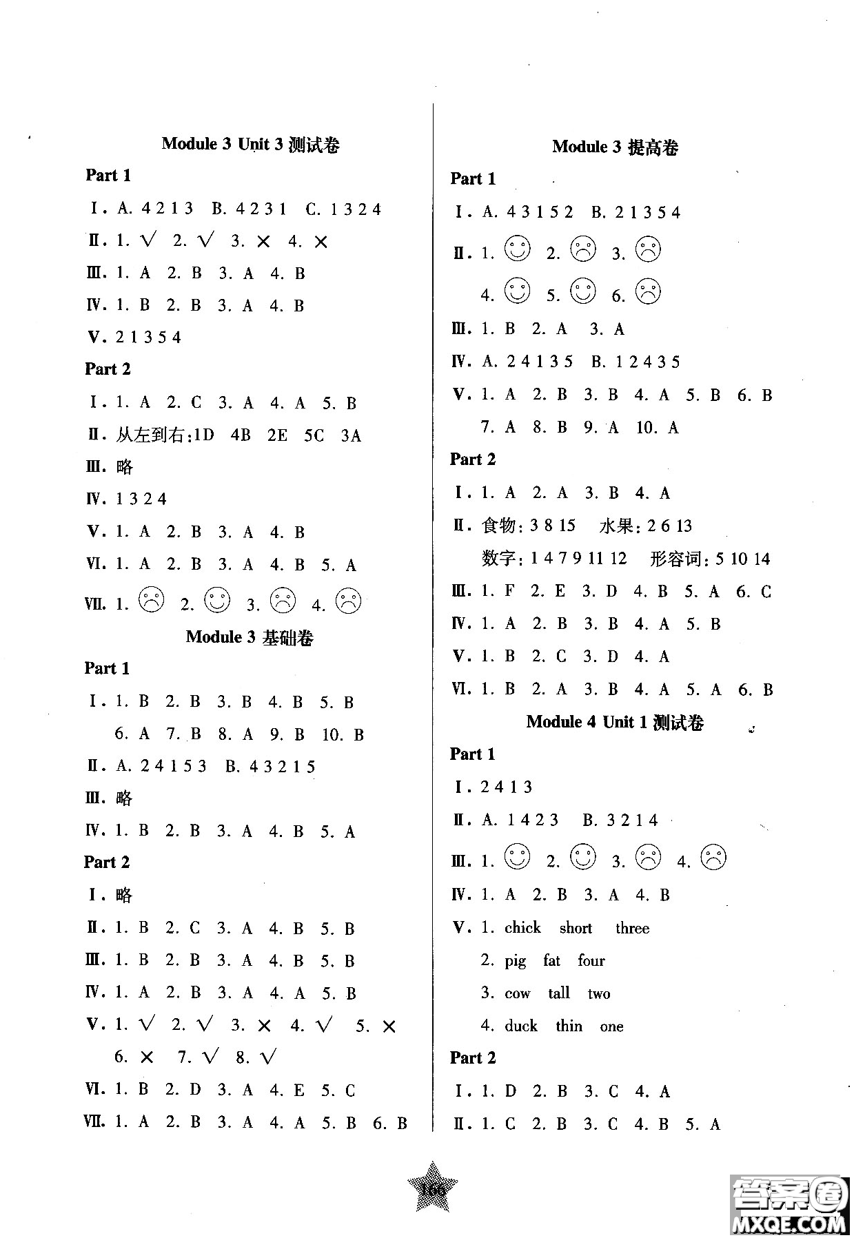 交大之星2018年一卷通關一年級第一學期英語參考答案