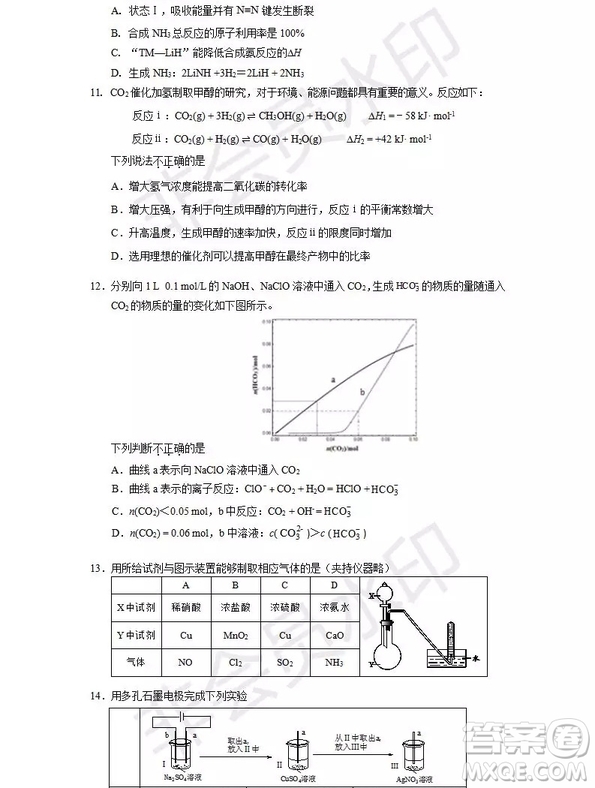 2018北京朝陽高三期中化學(xué)試題和答案