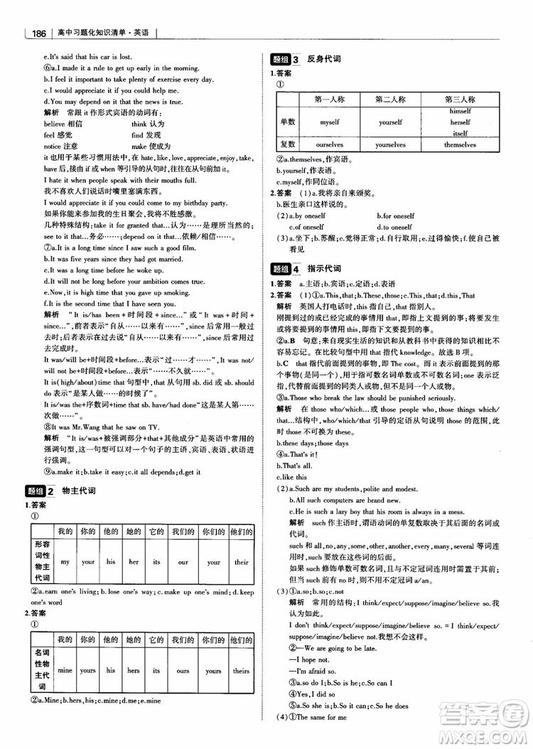 2019版曲一線科學備考高中習題化知識清單英語參考答案