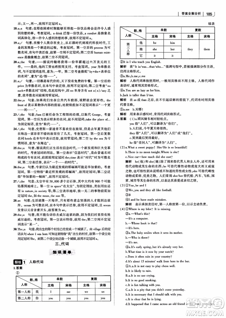 2019版曲一線科學備考高中習題化知識清單英語參考答案