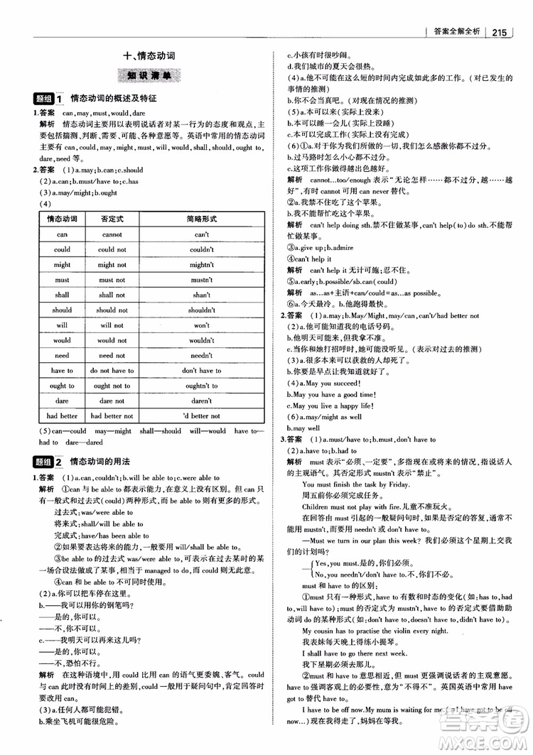 2019版曲一線科學備考高中習題化知識清單英語參考答案