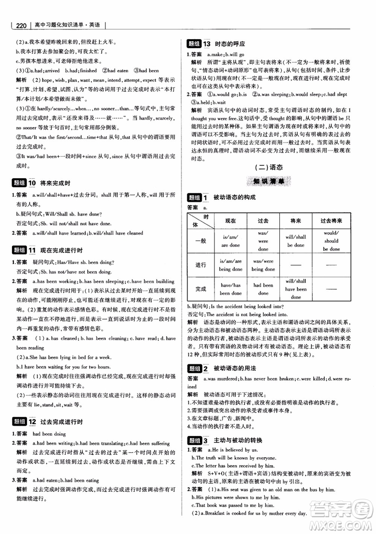 2019版曲一線科學備考高中習題化知識清單英語參考答案