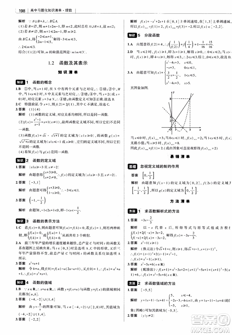 曲一線2019版高中習題化知識清單理數(shù)參考答案