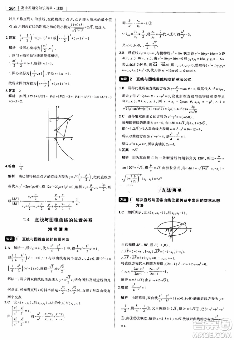 曲一線2019版高中習題化知識清單理數(shù)參考答案