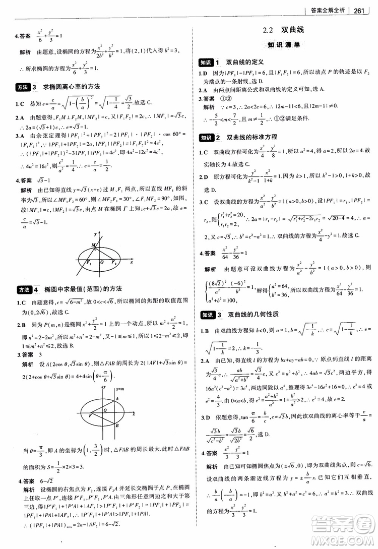 曲一線2019版高中習題化知識清單理數(shù)參考答案