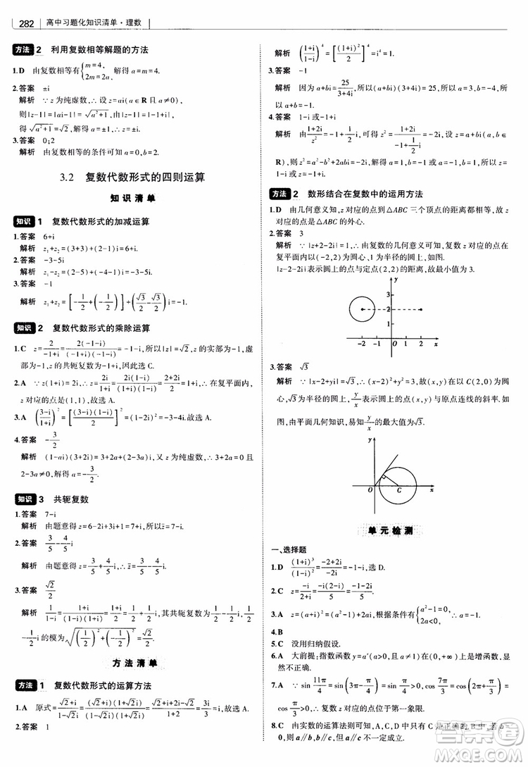 曲一線2019版高中習題化知識清單理數(shù)參考答案