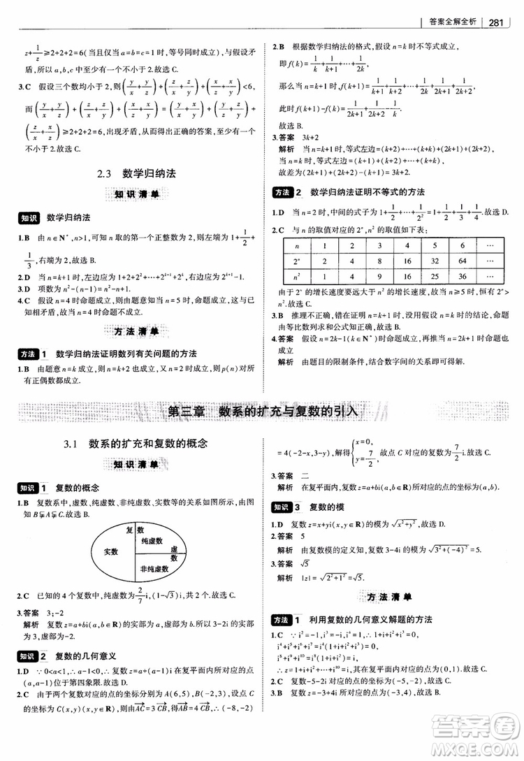 曲一線2019版高中習題化知識清單理數(shù)參考答案