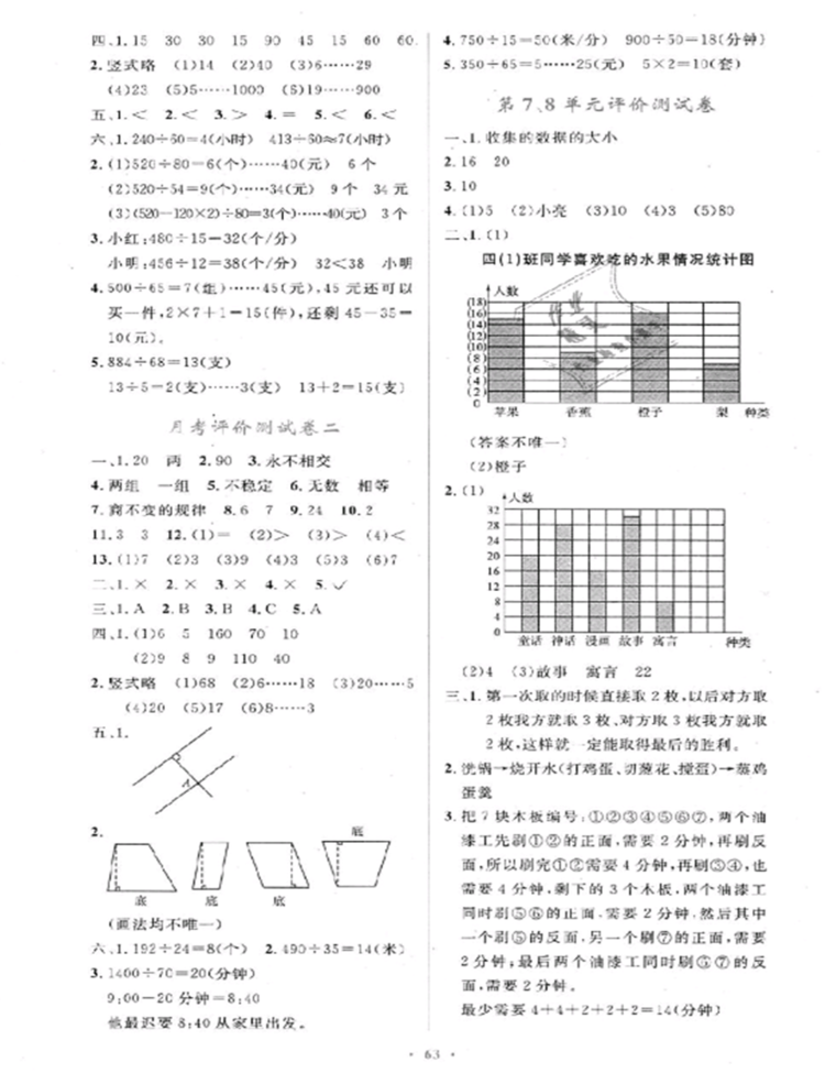 2018年小學(xué)同步測控優(yōu)化設(shè)計四年級數(shù)學(xué)上冊人教版增強(qiáng)版答案