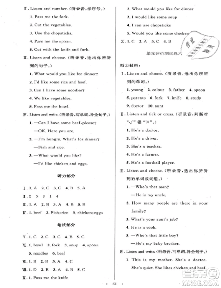 2018新版小學同步測控優(yōu)化設計四年級上英語人教版增強版答案