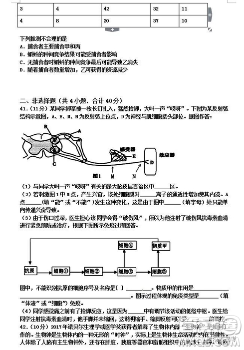 哈三中2018高二期中考試?yán)砭C試卷答案