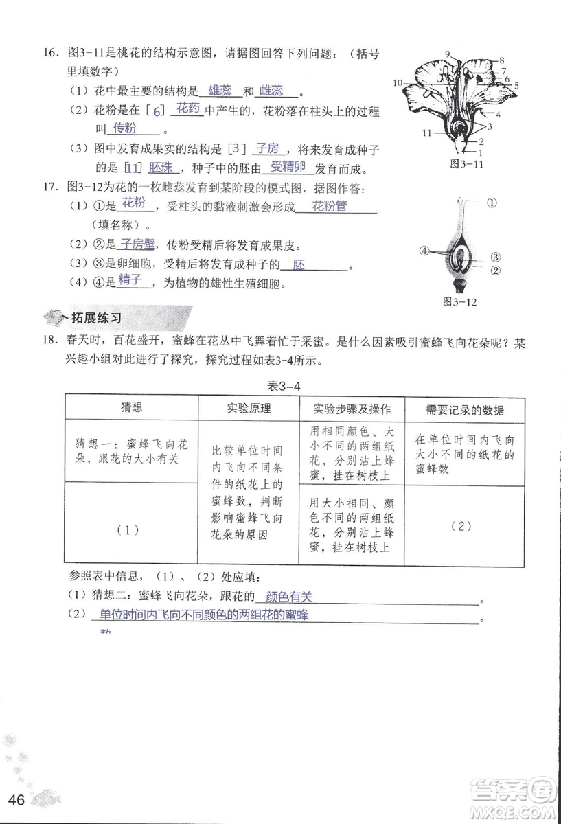 2018秋知識與能力訓練生物學七年級上冊人教版答案