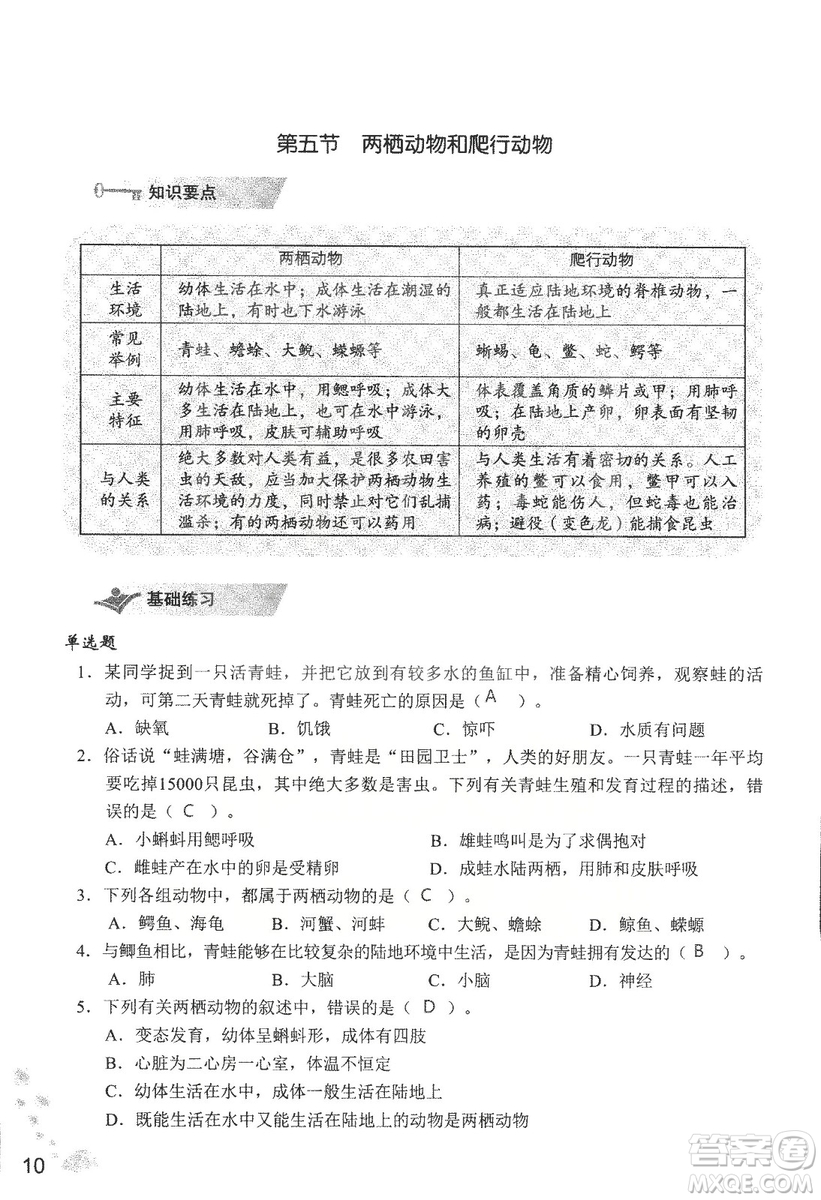 9787550720619知識(shí)與能力訓(xùn)練2018年生物學(xué)八年級(jí)上冊(cè)人教版答案