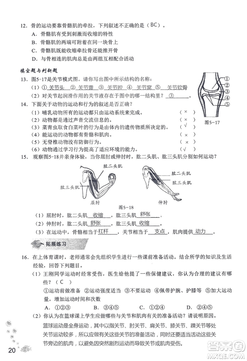 9787550720619知識(shí)與能力訓(xùn)練2018年生物學(xué)八年級(jí)上冊(cè)人教版答案