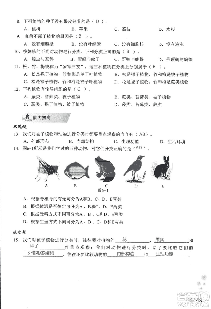 9787550720619知識(shí)與能力訓(xùn)練2018年生物學(xué)八年級(jí)上冊(cè)人教版答案