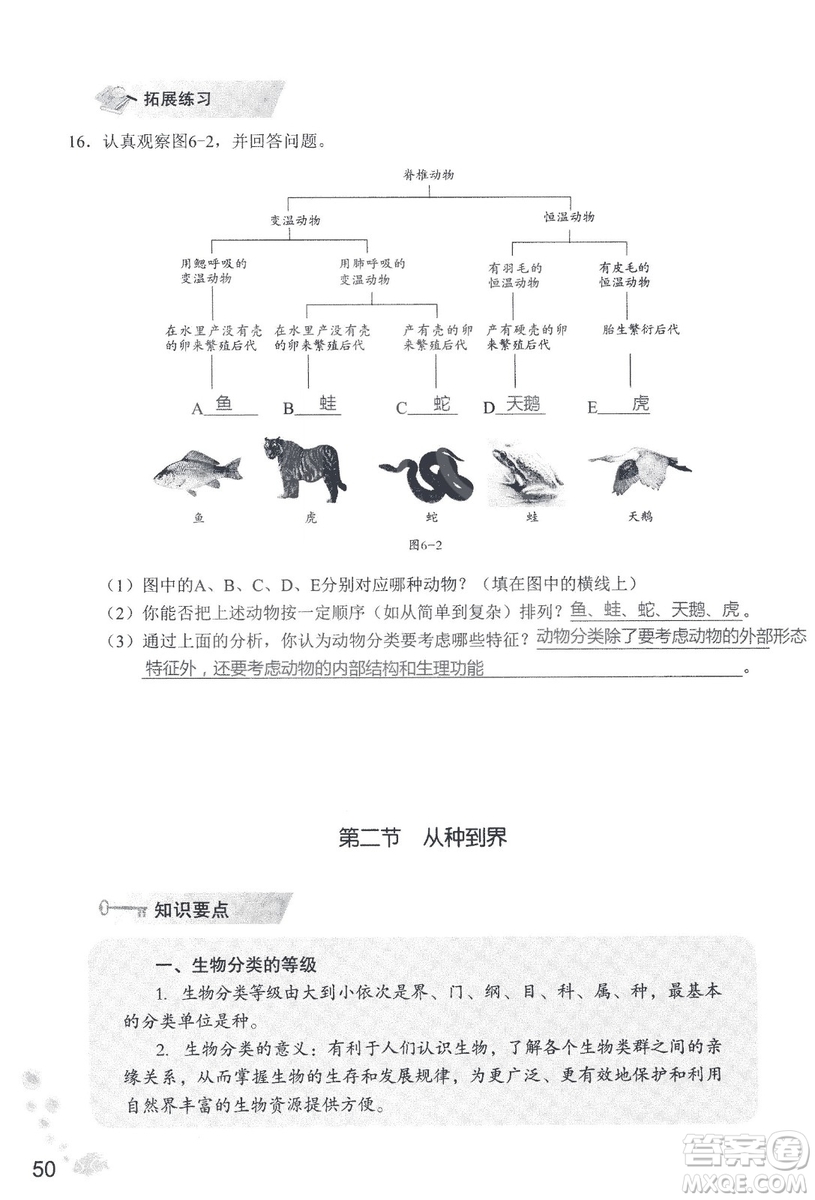 9787550720619知識(shí)與能力訓(xùn)練2018年生物學(xué)八年級(jí)上冊(cè)人教版答案