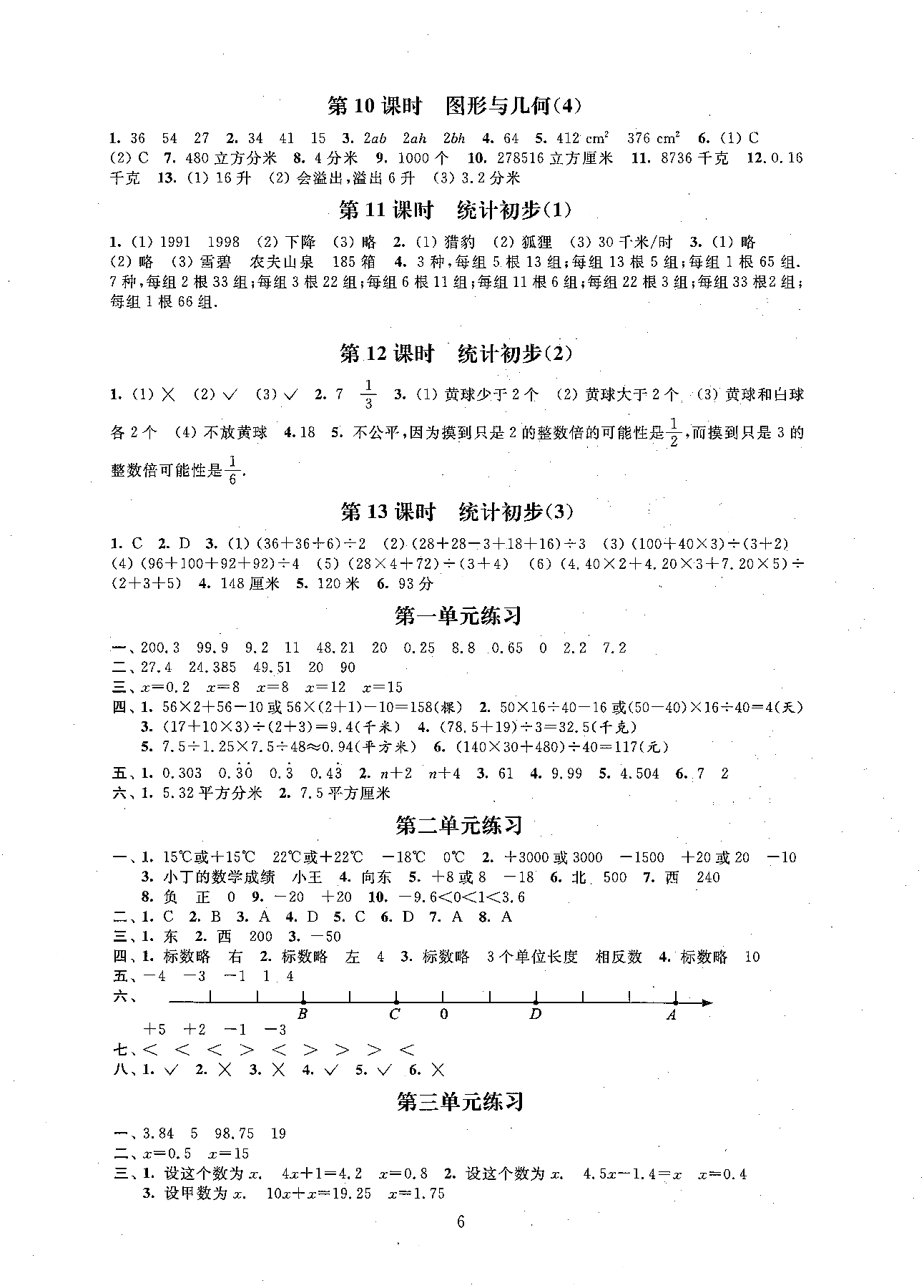 天天成長2019導(dǎo)學(xué)導(dǎo)練小學(xué)數(shù)學(xué)同步課時(shí)訓(xùn)練五年級(jí)第二學(xué)期參考答案