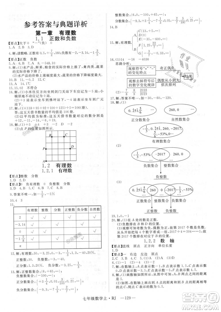 延邊大學(xué)出版社2018年新領(lǐng)程初中數(shù)學(xué)7年級上RJ人教版答案