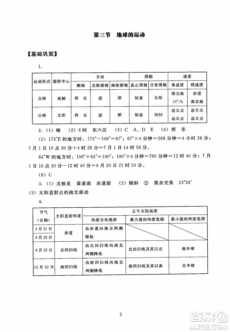 京師普教2018海淀名師伴你學(xué)同步學(xué)練測(cè)高中地理必修1參考答案