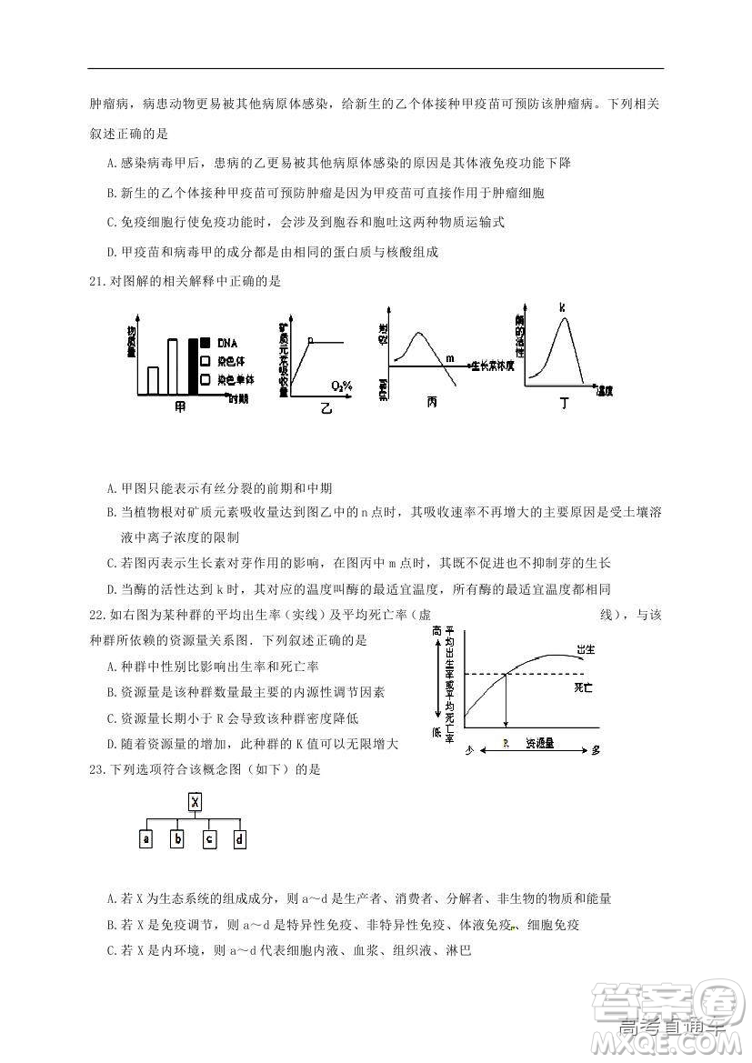 黃山市普通高中2019屆高三八校聯(lián)考理科綜合試題及參考答案