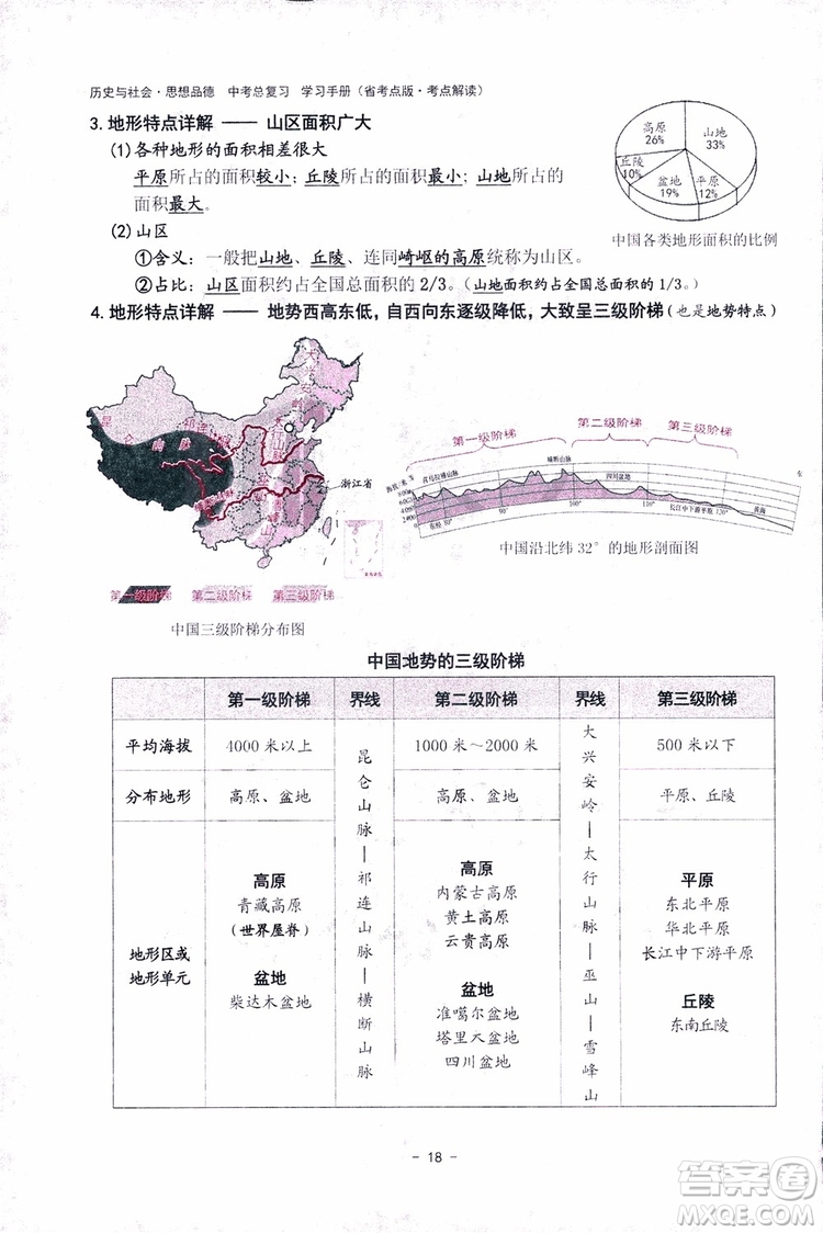 2018楊柳文化歷史與社會思想品德中考總復習學習手冊考點解讀省考點版參考答案