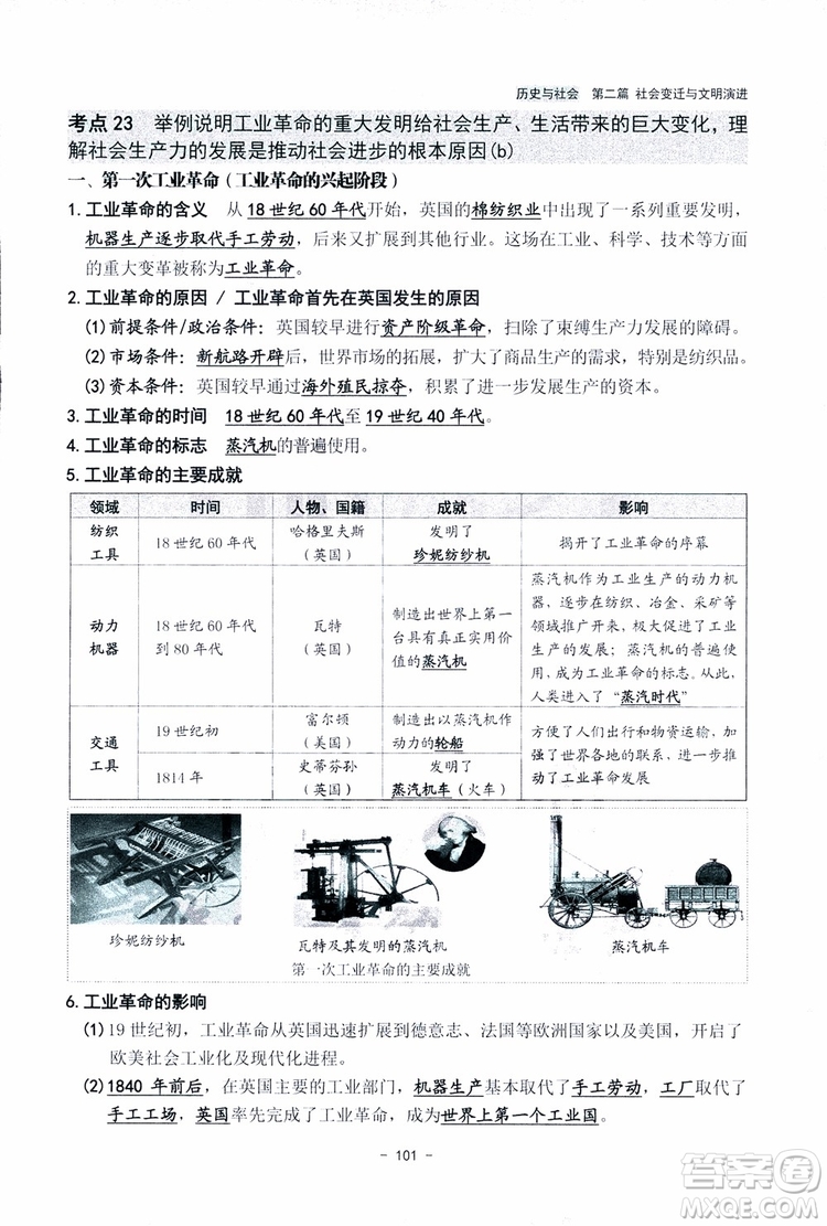 2018楊柳文化歷史與社會思想品德中考總復習學習手冊考點解讀省考點版參考答案