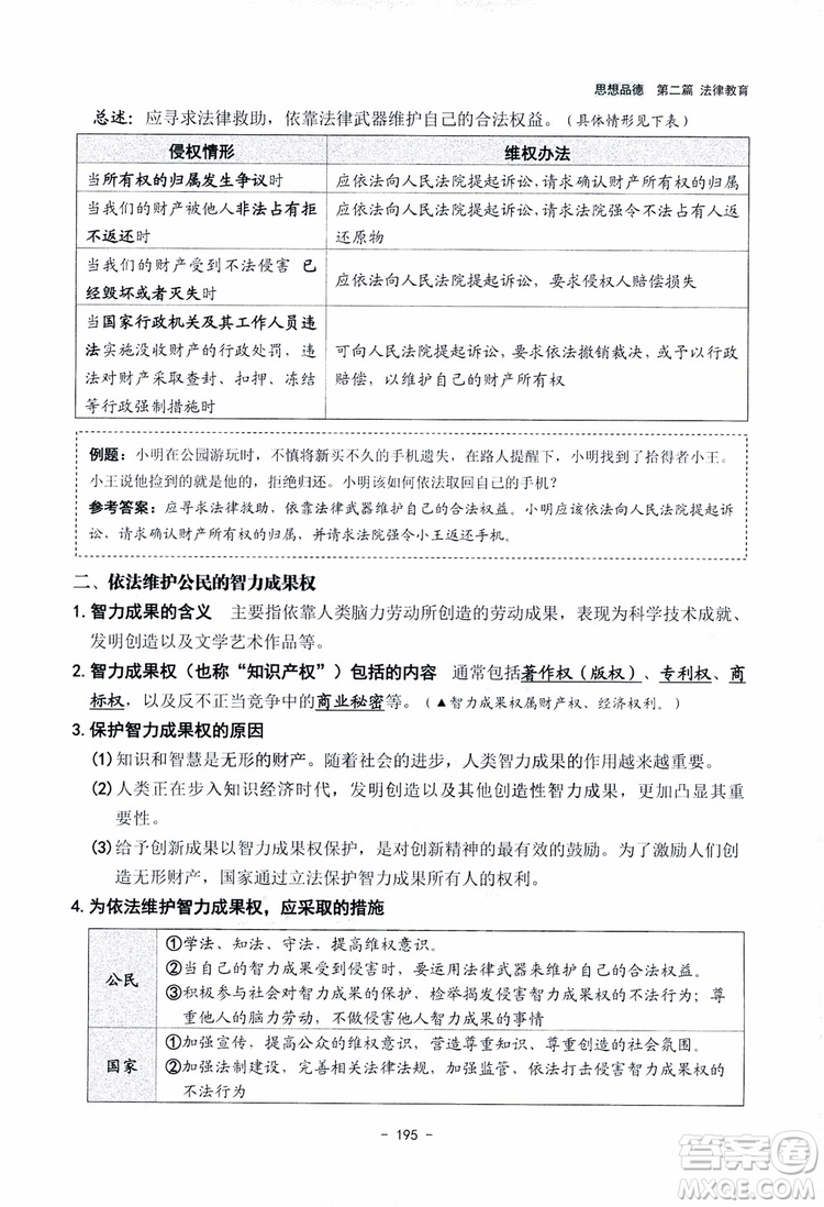 2018楊柳文化歷史與社會思想品德中考總復習學習手冊考點解讀省考點版參考答案