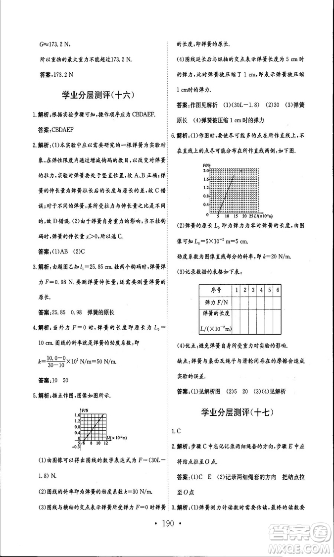 人教版新編高中同步作業(yè)2018年物理必修1參考答案