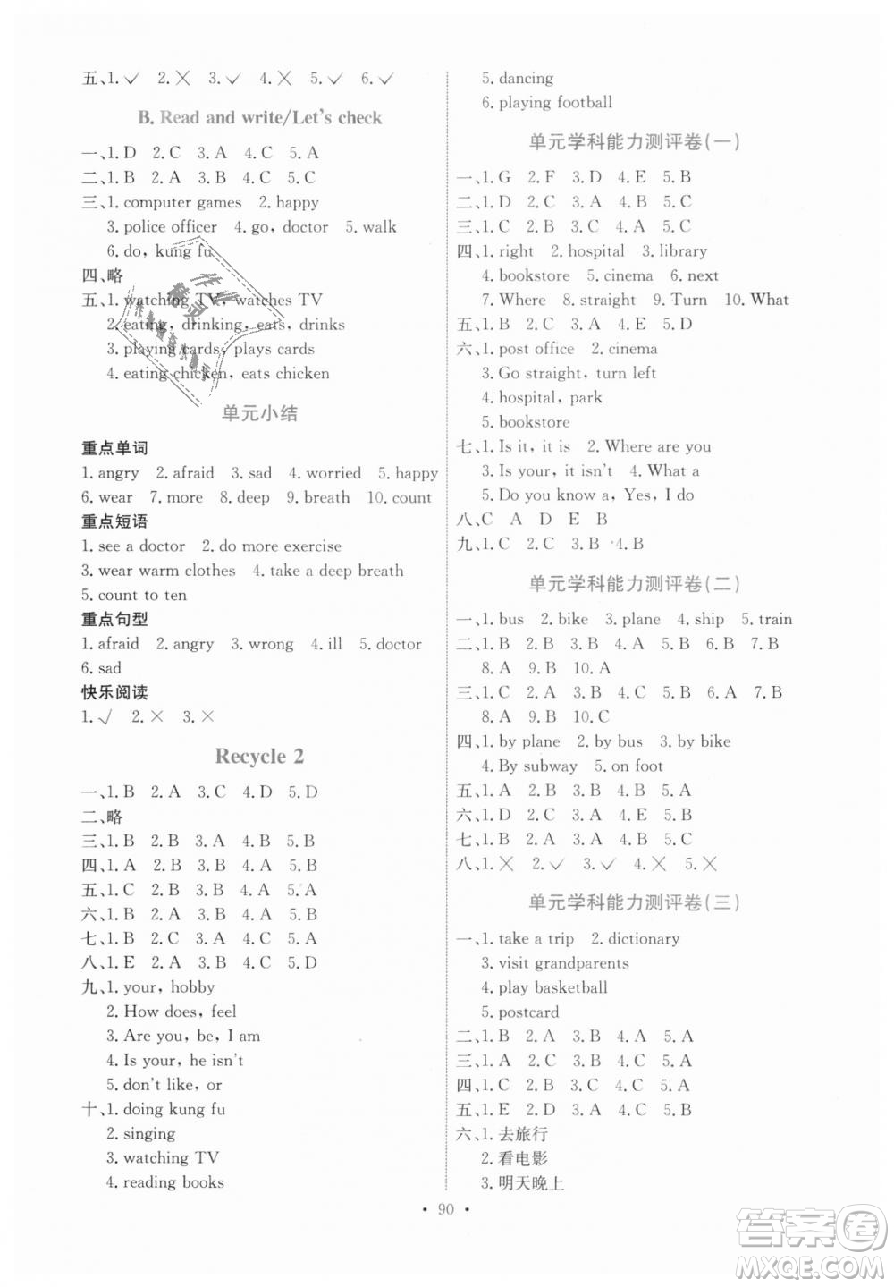 9787107287381能力培養(yǎng)與測(cè)試人教版英語(yǔ)PEP六年級(jí)上冊(cè)河北專版答案