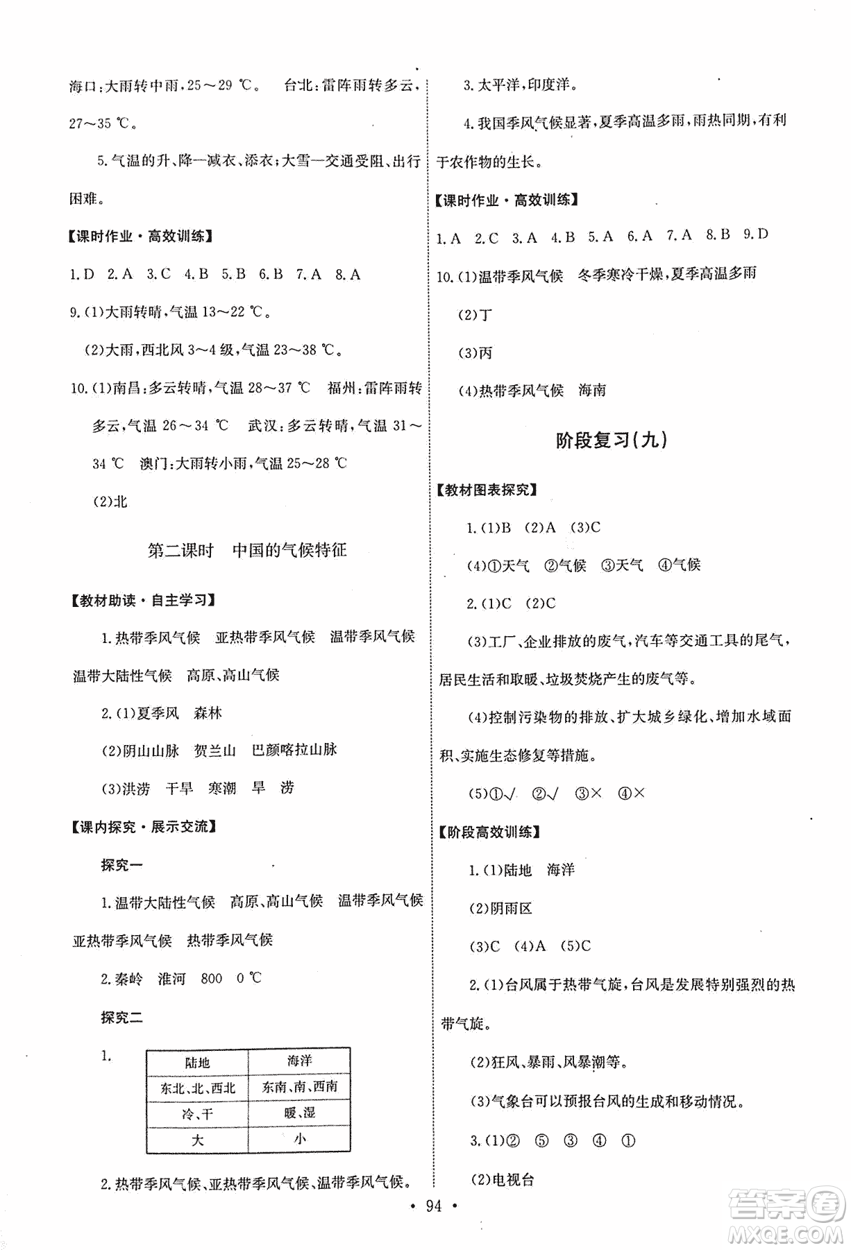 9787503187209能力培養(yǎng)與測試地理七年級上冊中圖版答案