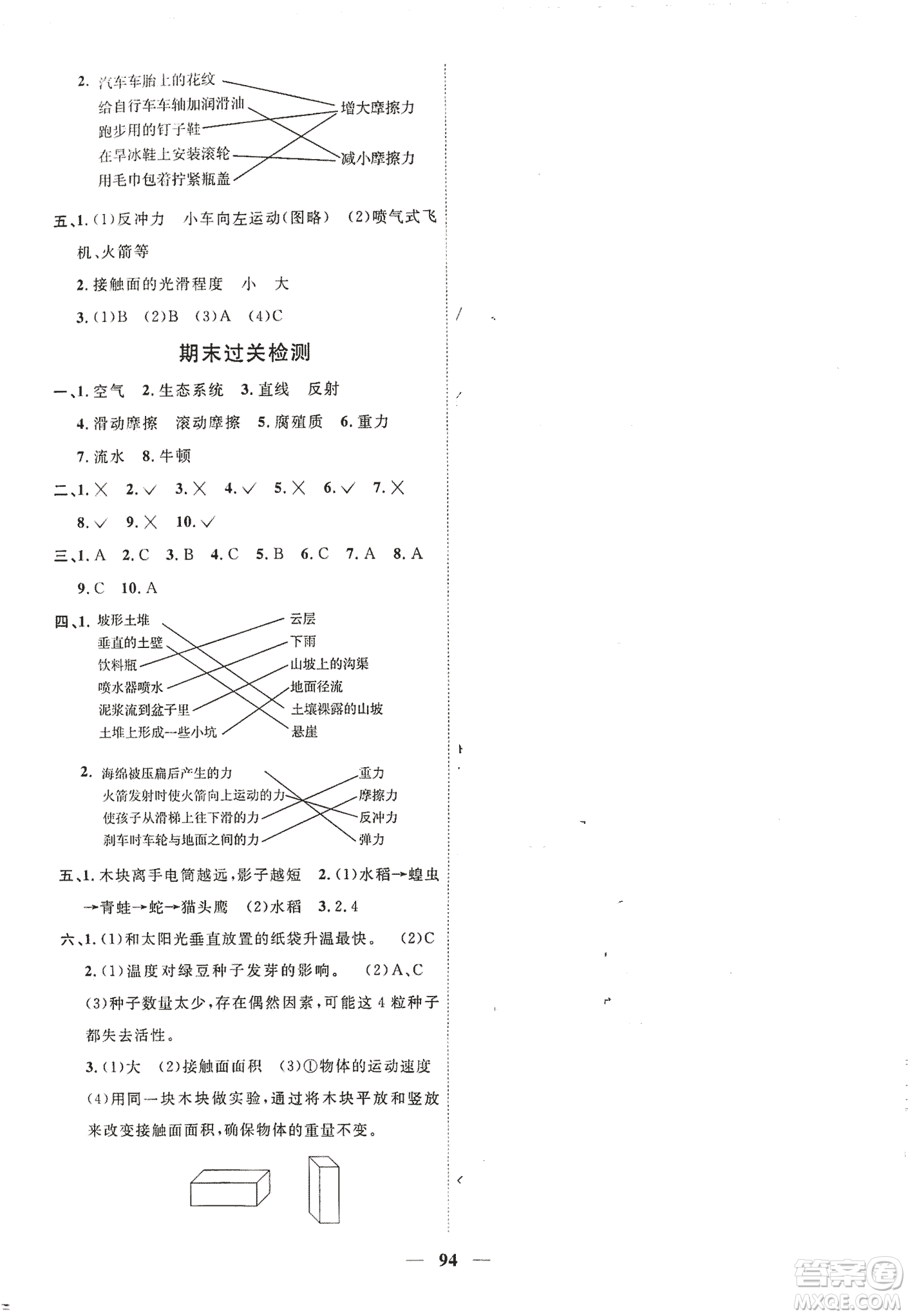 2018陽(yáng)光課堂課時(shí)優(yōu)化作業(yè)五年級(jí)上科學(xué)科教版參考答案