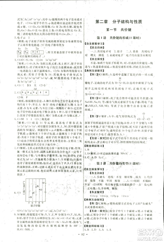 2018年人教版能力培養(yǎng)與測試化學(xué)選修3物質(zhì)結(jié)構(gòu)與性質(zhì)答案