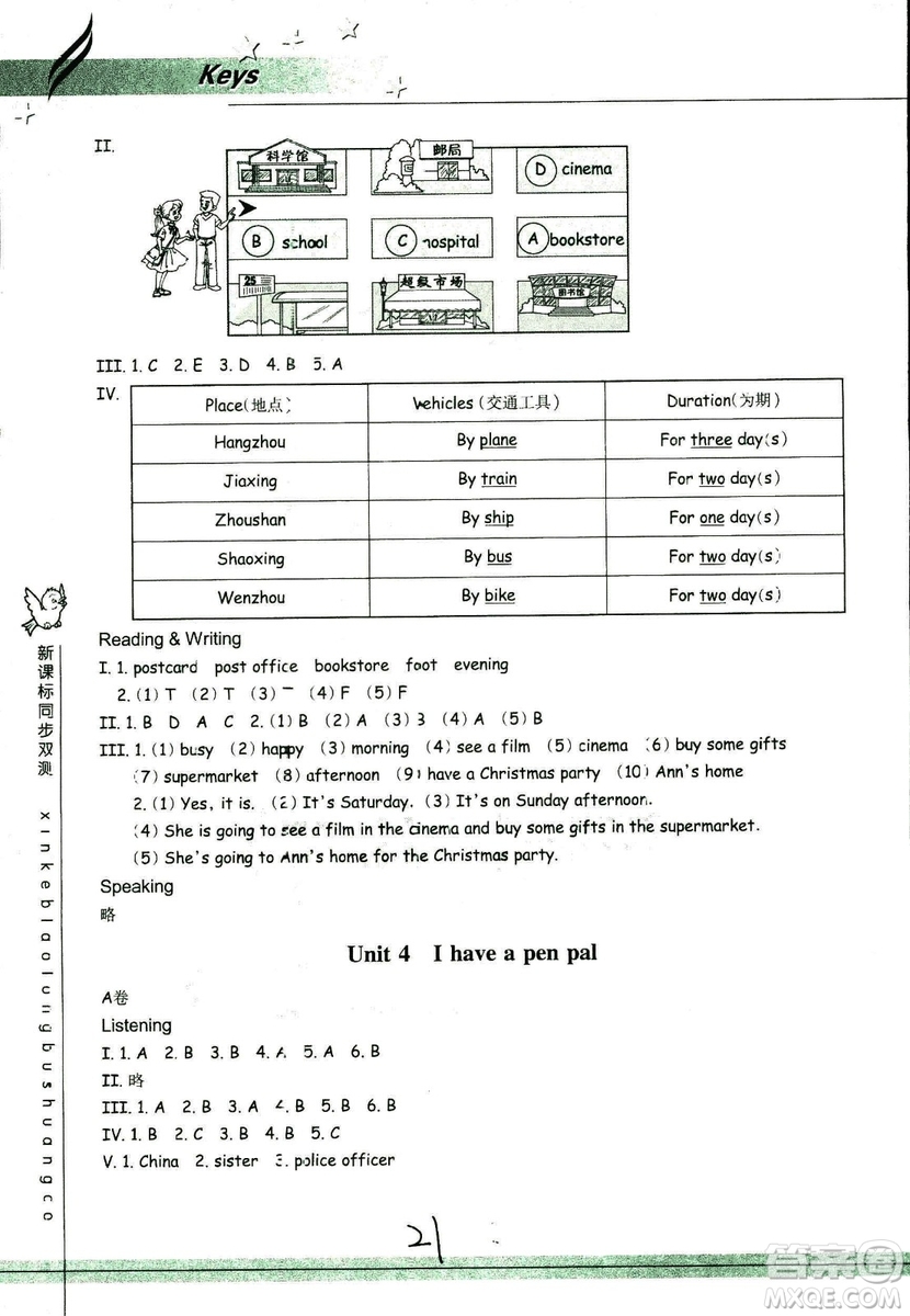 9787553659985新課標同步雙測2018年人教版六年級上冊英語答案