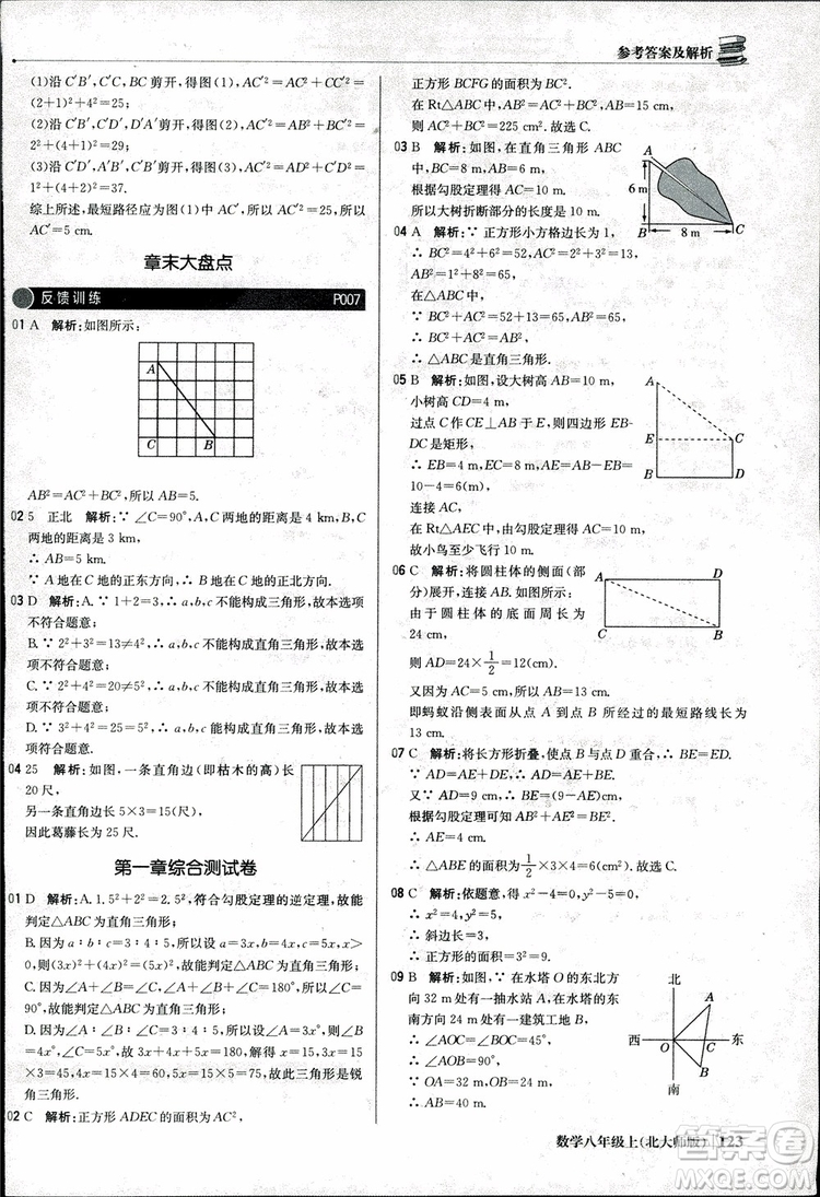 2018版1+1輕巧奪冠優(yōu)化訓練八年級數(shù)學上冊BSD北師大版參考答案