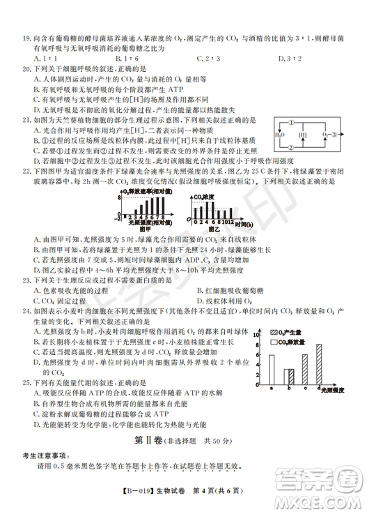 安徽皖東名校聯(lián)盟2019年高三上學期第二次聯(lián)考生物試題及答案解析