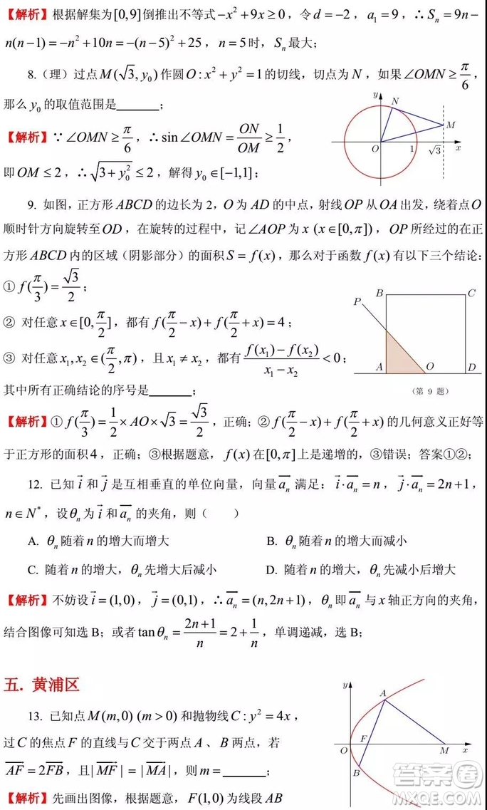 2015-2018年上海高三一模數(shù)學(xué)填選難題解析匯總