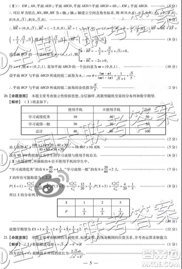 2019天一大聯(lián)考高三第三次河南版理數(shù)參考答案