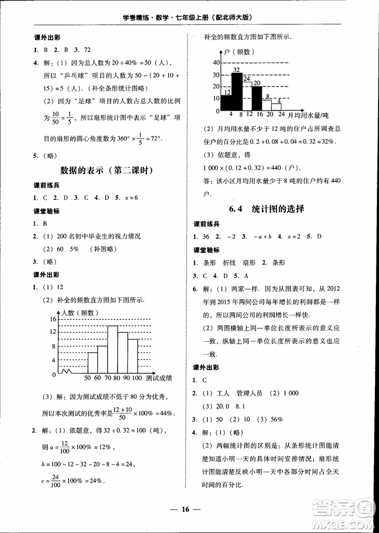 南粵學典2018年學考精練七年級數(shù)學上冊北師大版參考答案